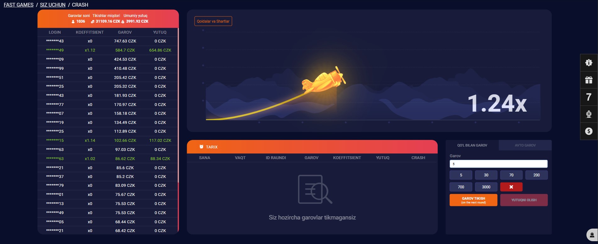 Telefonda halokatli o'yinni yuklab oling va Melbet Uzbekistan